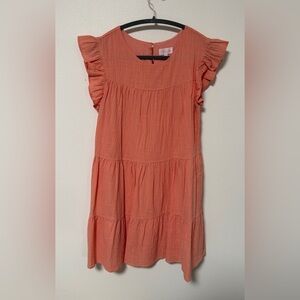 Pink Lily Coral Ruffle Sleeve Dress